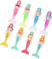 Vaguelly Mermaid Dive Toys, 8pcs Mermaid Bath Toys Colorful Mermaid Pool Toys Dolls Swimming Diving Toys Summer Beach Water Toys Underwater Diving Game Xmas Birthday Party Supplies