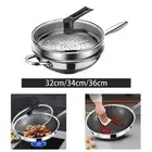 Stainless Steel Wok to Clean with Lid and Steamer Basket Large Frying Pot for