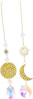 Totority 2pcs Star Moon Crystal Sun Catcher Prisms Pendants for Window Decor Beautiful Catchers for Home Office Weddings and Parties Rainbow Maker
