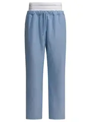 [Alexander Wang] Alexander Wang-Wide Leg Sweatpant W/ Logo Elastic Exposed Brief Trousers Blu-Donna M