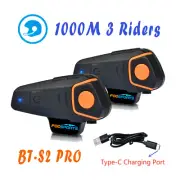 2PCS Motorcycle Bluetooth Intercom BT Motorbike Interphone Helmet Headset BT-S2