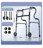 Aluminum Alloy Auxiliary Walking Chair Aid for Elderly Disabled People Folding Shower Chair for Fracture Rehabilitation Set 2