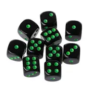 10pcs 15mm Multicolor Acrylic Cube Dice Beads Six Sides Portable Table Games Toy Black oil green dots