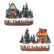 Glowing Singing Rotating Christmas Shop House Ornaments Xmas House Desktop Decor