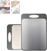 Chefboard Stainless Steel Cutting Board, Stainless Steel Wheat Straw Cutting Board, My Steel Cutting Board, Stainless Steel Double-Sided Cutting Board, Wheat Straw Cutting Board (35.5 * 24.5 * 8cm)