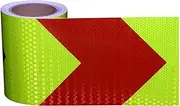 Reflective Tape， Warnig Tape 6 Inch x 32.8 Feet Arrows Reflective Tape High Intensity Reflective Sticker Self-Adhesive for Trailers Trucks Cars Boats Signs(Red Green)