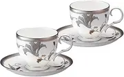 [Noritake] P50788A/4897 Cup_Saucer, Multi, Capacity: Approx. 8.8 fl oz (250 ml), Ira Platinum Tea & Coffee Bowl Plate Pair