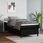 vidaXL Box Spring Bed with Mattress Black 106x203 cm King Single Size Faux L BMG