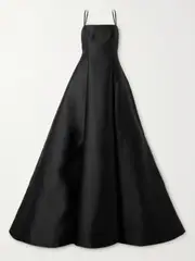 [Valentino Garavani] Valentino Garavani - Open-back Pleated Duchesse-satin Gown - Black - IT44 IT 44 Black