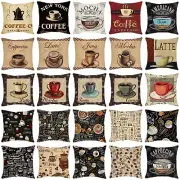 Coffee Throw Pillow Covers 18x18 Vintage Mocha Latte Decorative Cushion Cover