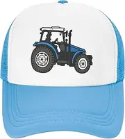 [Yipaidel] Boys' Blue Tractor Mesh Trucker Hat, Adjustable Snapback Baseball Cap for Ages 3-13