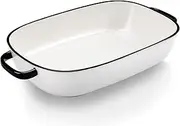 6 Quart Large Rectangular Baking Dish, 16x11 Inches Ceramic Baking Pan Casserole Dish for Cooking,Kitchen and Daily Use, Safe for Oven Microwave Refrigerator Disinfection Cabinet and Dishwasher,White