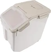 Rice Storage Container Made of Thickened PP Material Efficient Sealing Design Exquisite Exterior Design Convenient Measuring Cup Beige (25kg / 55.1lb)