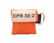 100 Orange CPR Mask Keychain Face Shield with GLOVES imprinted CPR 30:2