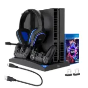 Stand Cooling Fan Controller Dual Charger Station For PS4/ PS4 Slim/ PS4 Pro AU