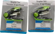 Colorful Mini Staplers, 2.75 x 1.75 x 1.25 in - 2/pcs - 500 Count GREEN