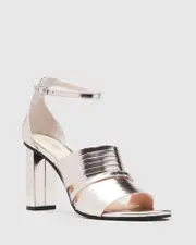 Rizzo Rose Gold Leather Open Toe Heel.