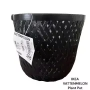 IKEA VATTENMELON Black Plant Pot with Liner 9 1/2" Set of (2)