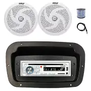 Pyle Marine CD Radio,Adapter,Spa Bezel, Antenna,Wire, 2x 8'' 320W White Speakers