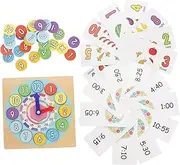 VICASKY Educational Digital Clock Toy Safe Wooden Number Learning for Boys and Girls Shape Number Time Cognition Bath Toys Set