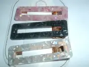 3 Pink Black White Lucite Glitter Spring HAIR CLIPS NWT