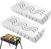 Barbecue Smoker Box - 2x Heavy Duty Smoker Box For Grill,Barbecue Grilling Accessories, Pellet Fog Case With Hinged Lid For Home, Garden, Outdoor Grilling