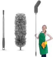 Duster 100inch Thickening Telescopic Rod,Bendable & Washable Microfiber Feather Dusters (Grey-1)
