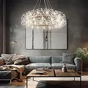USOR 20-Light 80cm Modern Crystal Chandelier Firework Gold Sputnik Chandeliers Dandelion 3 Lights Pendant Lighting Semi Flush Mount Fixtures for Living Foyer Entryway Kitchen Bedroom Bulbs Included