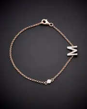 18K Italian Gold Over Silver 0.20 ct. tw. Diamond Initial Bracelet (A-Z)