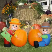 Thanksgiving Scarecrow Couple Harvest Airblown Inflatable LED BlowUp Autumn Fall