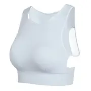 Nevenka Longline Sports Bra with Removable Pads Racerback Tank Top-White