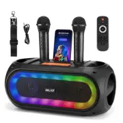 Karaoke Machine with 2 Wireless Microphones for Adult, Powerful Portable Blue...