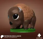 UNPAINTED Cute Bison Buffalo Chibi Style 3D Printed Mini BH