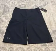 New Under Armour Black Shorts Youth Boys Size 18 UPF 50+ Heat Gear