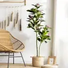 Tropical Artificial Ficus Large Banyan Plants Plastic Fiddle Fig Tree