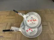 Vintage T-Fal 100% Pure PTFE Non Stick Frying Pans Set Of 2 New Old Stock