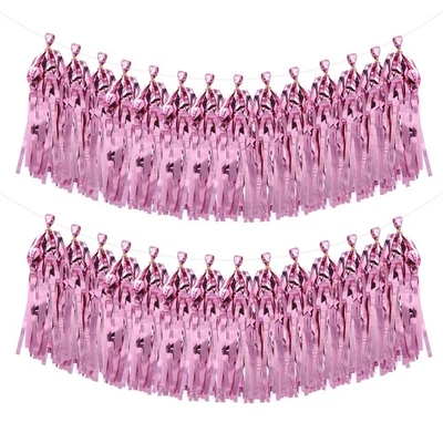 40Pcs Light Pink Shiny Tassel Garland 14.6 x 9.4 Inch Tissue Paper