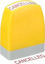 uxcell Cancelled Notice Stamp Self Inking, Red Ink Office Stamps Pre Inked Message Stamp Refillable Business Stamp, Yellow