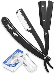 Straight Edge Shaving Razors - Mustache Styling Shaving Kit | Barber Shaving Blade Set for Delicate Beard Shape, Cheek, Neck