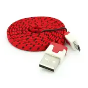 MicroUSB USB Cable Charger Cord Power Wire Sync Flat Braided for Phones Tablets