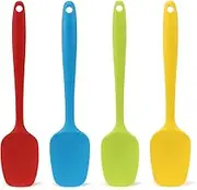 Silicone Spatula Set of 4, Small 8 inch Non-stick Rubber Spoon Spatulas, One Piece Design Flexible Silicone Spoon for Baking Cooking Mixing, Dishwasher Safe