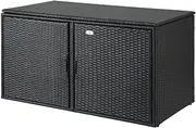 Gardeon Outdoor Storage Cabinet, 63cm Tall Wicker Cupboard Tool Box Garden Shed Shelving Storages Bench Tools Chest Organiser Home Furniture Garage Setting, Lockable Black