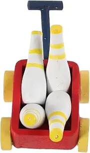 SUPVOX Bowling Ball Model Mini Desktop Bowling Mini Cart Wheelbarrows Models Bowling Ball Mini Miniature Golf Ball Mini House Supply Dolls House Cart Barrows Models Wood