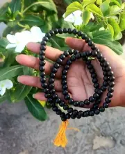 Authentic Karungali Mala 108 Beads - 100% Natural, Black Ebony Wood Mala Hindu