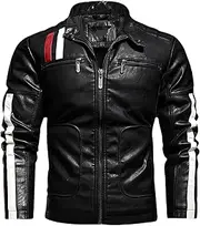 [Sumairah] Mens Biker Stand Collar Zipper Coat Fashion Casual Slim Windbreaker Motorcycle Genuine Leather Jackets