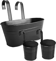 Railing Planter,Over The Railing Planter - Hangable Houseplant Pots, Metal Flower Boxes for Outside Fence Backyard