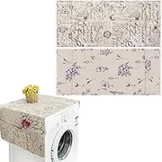2Pcs Washer and Dryer Covers for The Top, Washing Machine Covers with 6 Storage Bags, Dryer Top Protector Mat for Home and Kitchen (Creamy white)