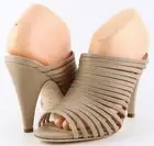 LOEFFLER RANDALL RUE Nude Designer Shoes Heel Strappy Slides Sandals 10 M