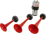 Carpoint 3-Tone Tour de France Horn, Universal Fit, Red Plastic, 117 decibels