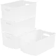 Minekkyes 4-Pack Plastic Freeze Bin, Stackable Freezer Storage Boxes, Chest Freezer Storage Containers, Matte Transparent